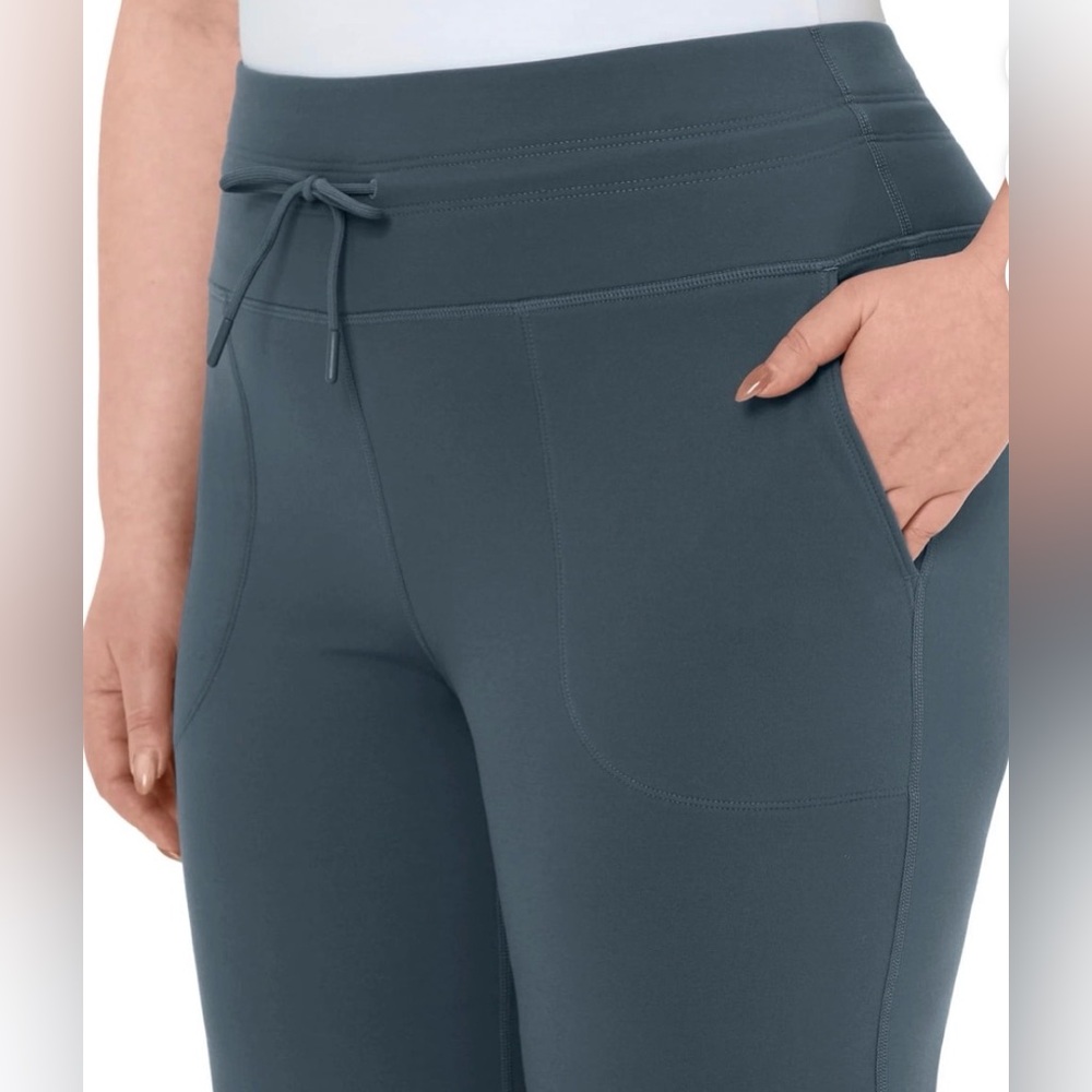 Women’s Wide-Leg Drawstring Pants - Slate Gray - Picture 3 of 4